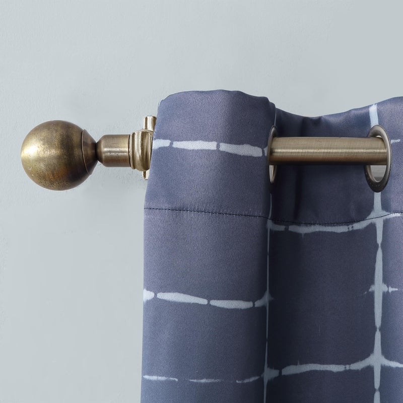 Sun Zero Saki Shibori Print Blackout Grommet Curtain Panel, 40" x 84", Navy Blue - Image 2